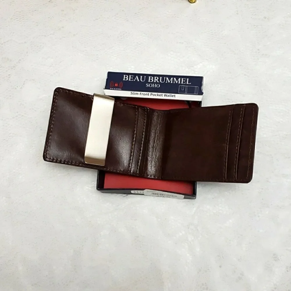 Beau Brummel Soho Money Clip Slim Pocket Wallet New